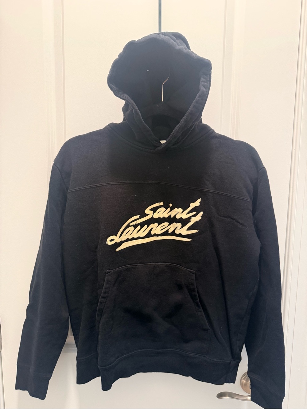Saint Laurent Paris Script Logo Hoodie Black Size L (Fits Small/Medium) - Picture 3 of 5